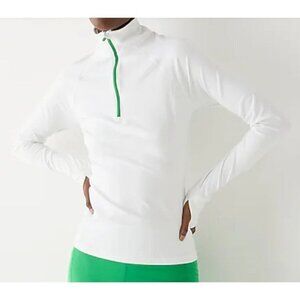 New J Crew Size M CloudStretch half-zip pullover White mock neck *Stains*